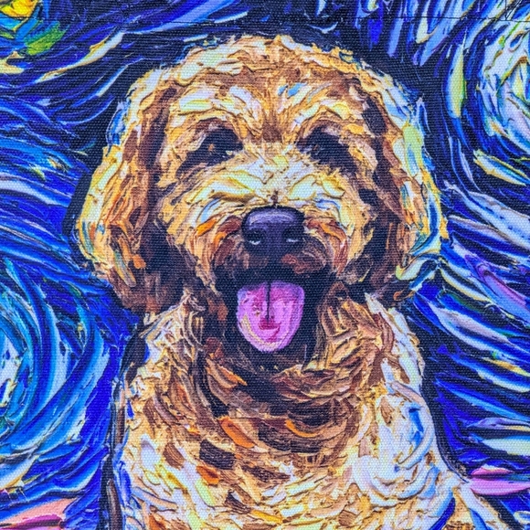 Tote Bag Golden Doodle Night By Aja Trier Poly Poplin Multicolor NWT - Picture 2 of 9